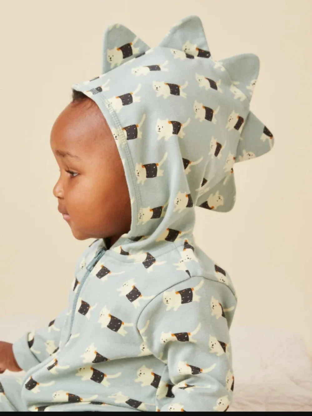 Tea Collection 12-18 Month Dino Spiked Hooded Romper Sushi Cat Zip Up